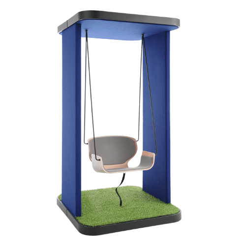 On y voit un mobilier coworking bleu