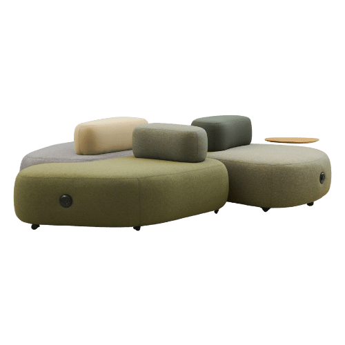 On y voit une banquette modulable design grise