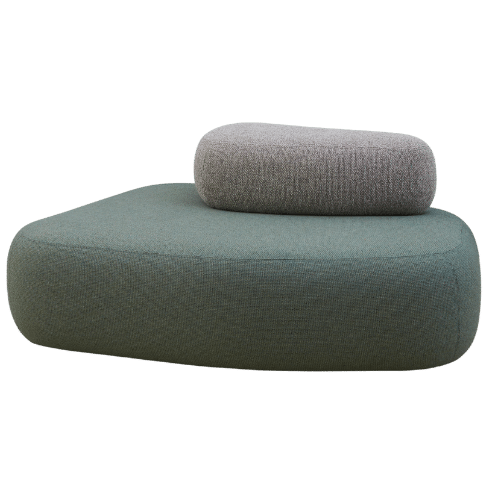 On y voit une banquette modulable design grise et verte