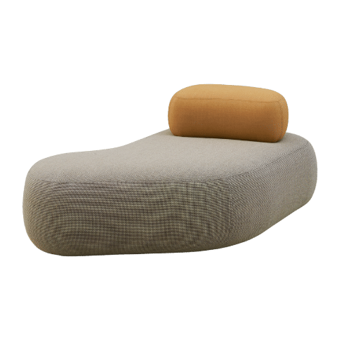 On y voit une banquette modulable design grise et jaune