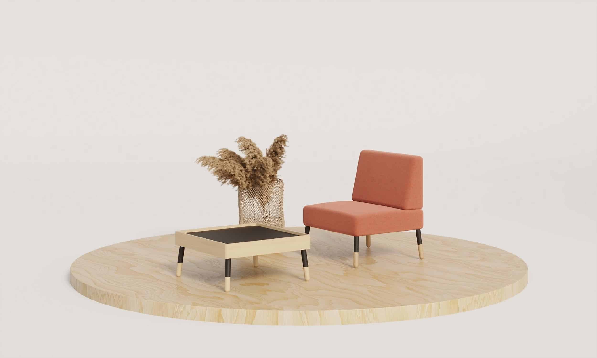 On y voit une table basse design dans un intérieur professionnel