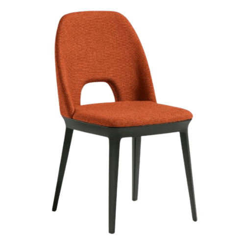 On y voit une chaise design orange design