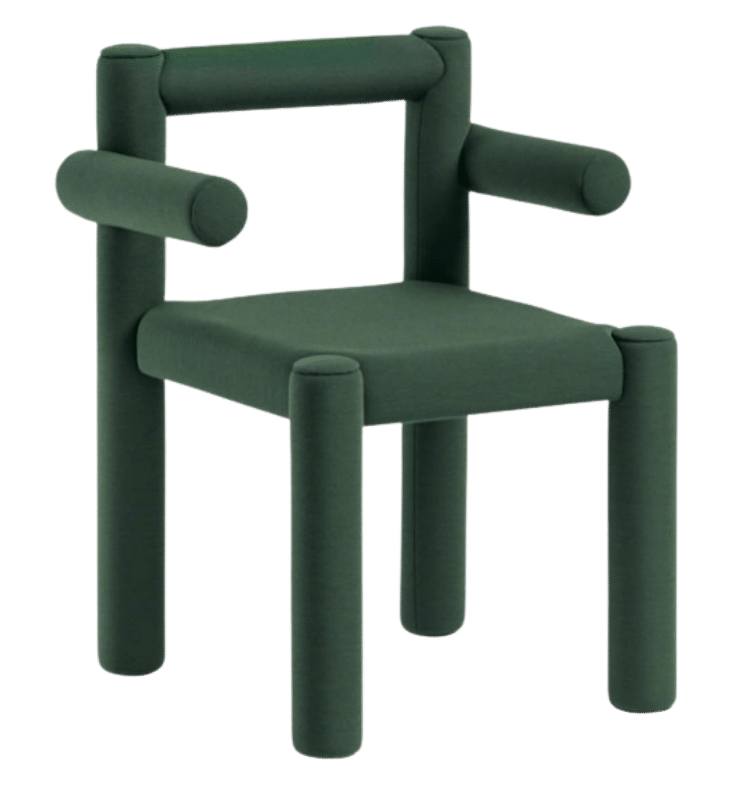 On y voit une chaise vert design