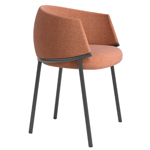 On y voit une chaise design avec 4 pieds noirs