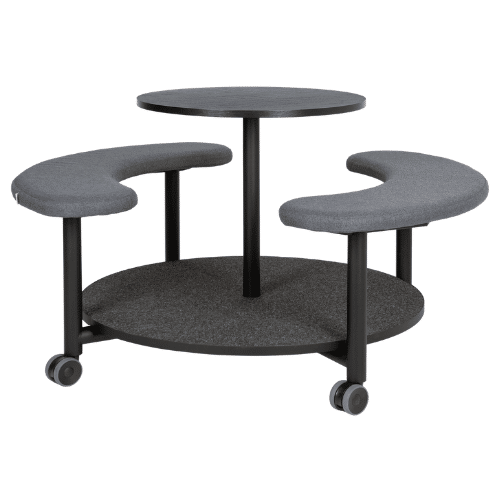 On y voit une table de coworking noir