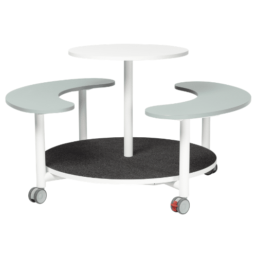 On y voit une table de coworking blanc
