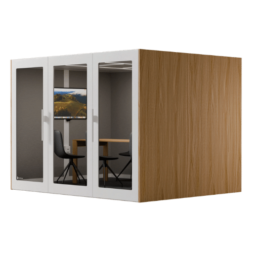On y voit la conférence booth design blanc