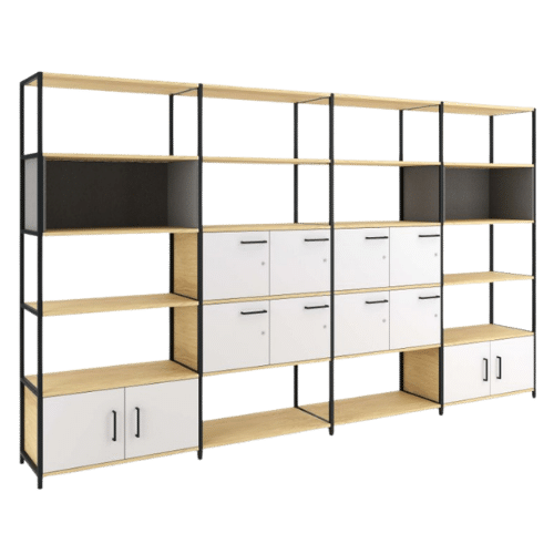 On y voit un meuble de rangement design