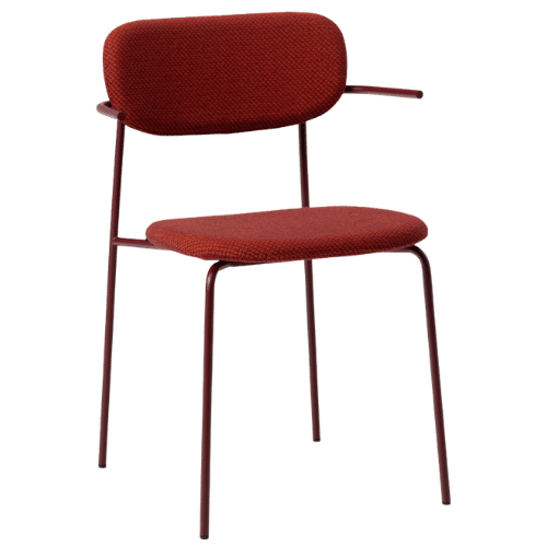 On y voit une chaise rouge design