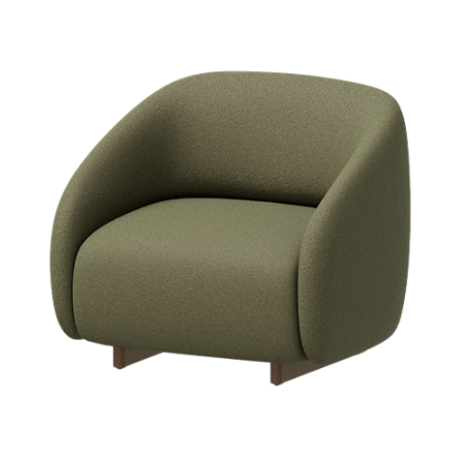 On y voit un fauteuil lounge design vert