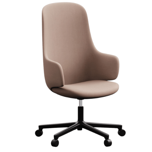 On y voit une chaise de conférence design noir et marron