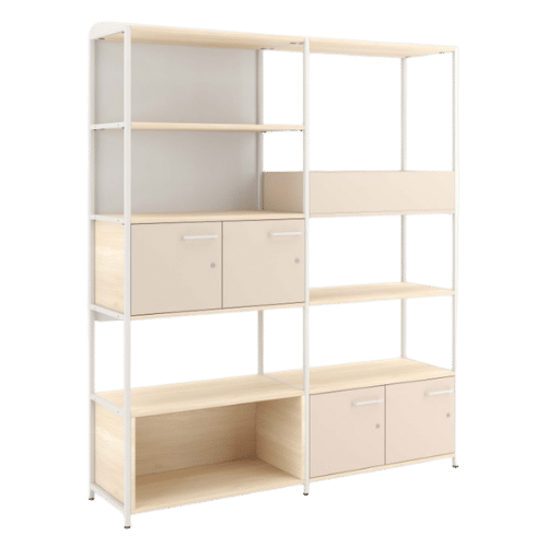 On y voit un meuble de rangement design