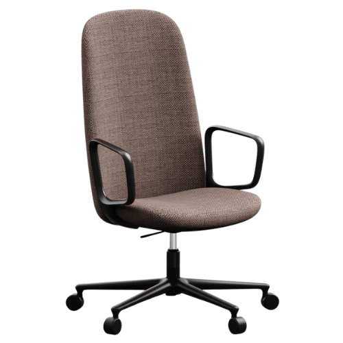 On y voit une chaise de conférence design noir et marron