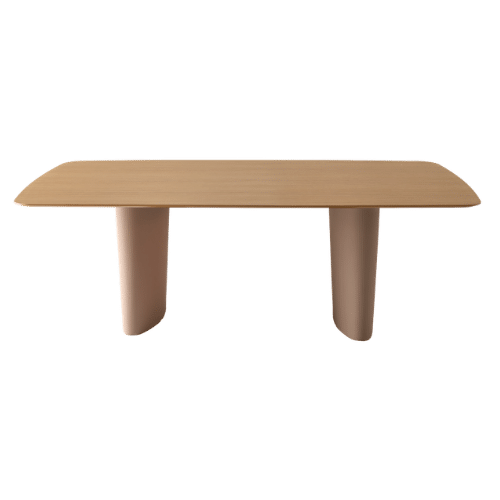On y voit une table design en bois