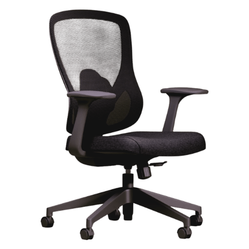 On un fauteuil de bureau opérateur design noir