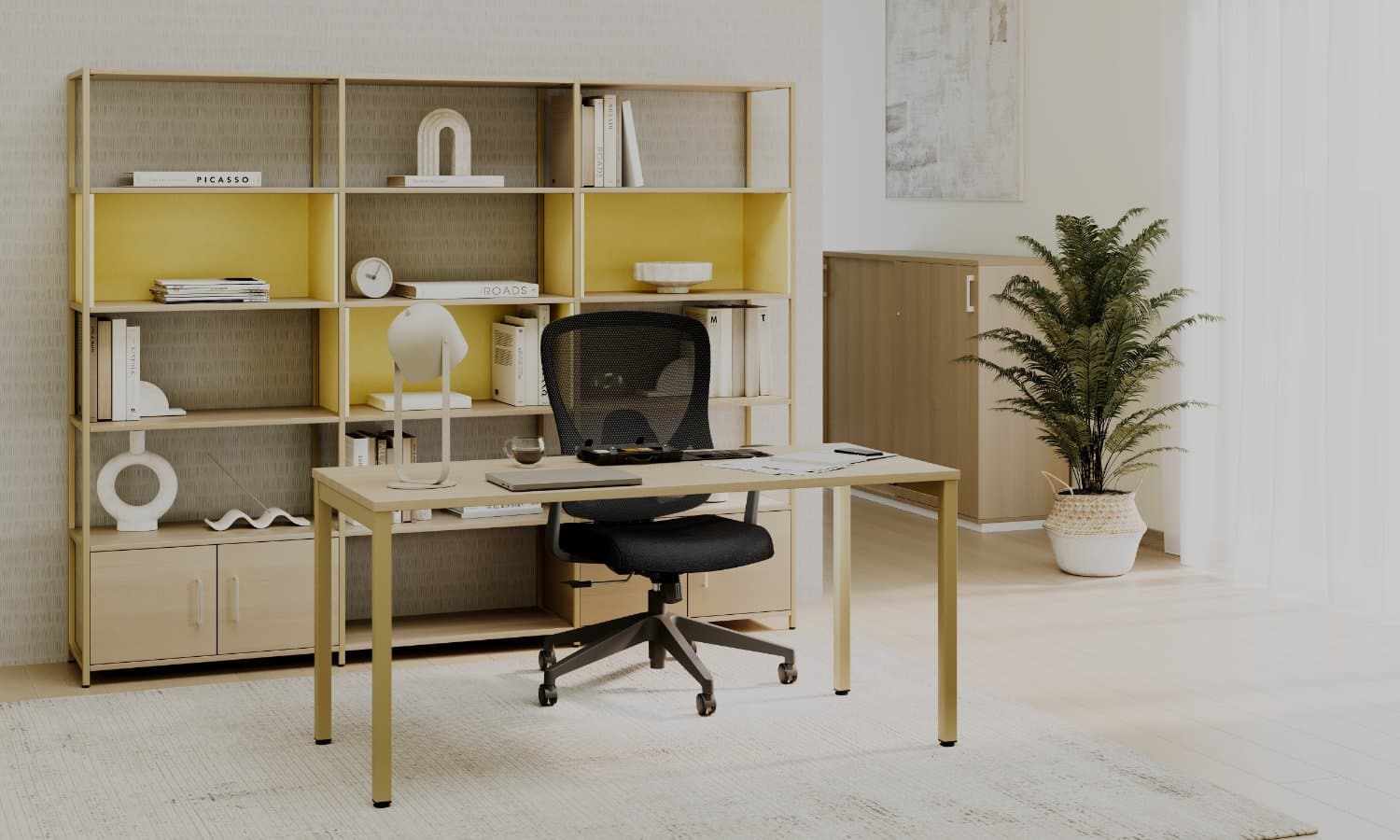 On y voit un espace professionnel design avec un fauteuil opérateur