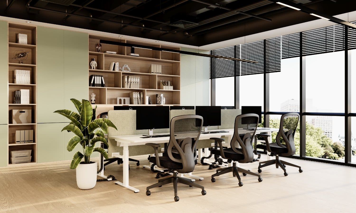On y voit un espace professionnel design avec un fauteuil opérateur