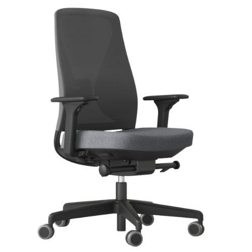 On y voit un fauteuil opérateur design gris