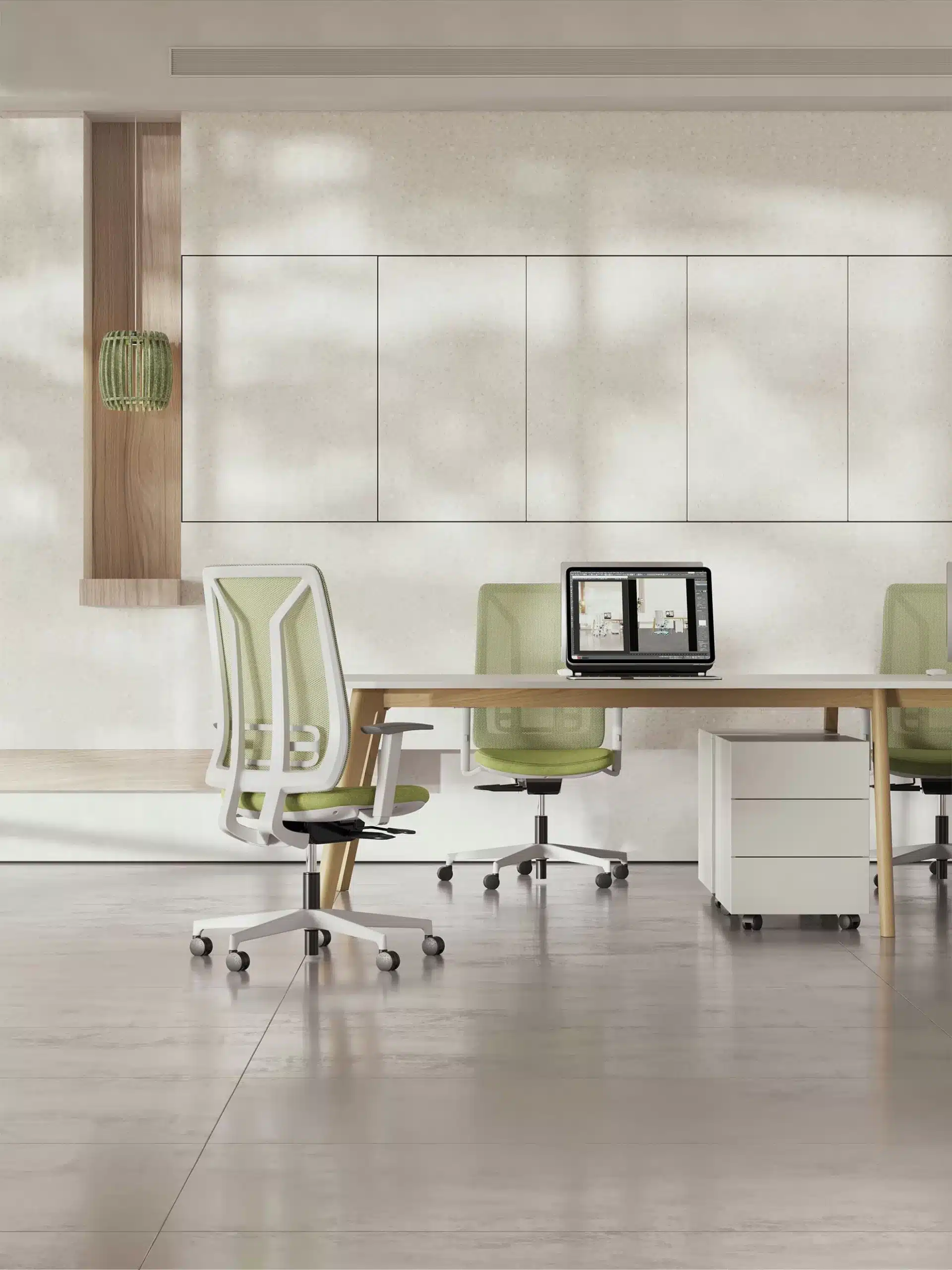 On y voit un fauteuil opérateur design
