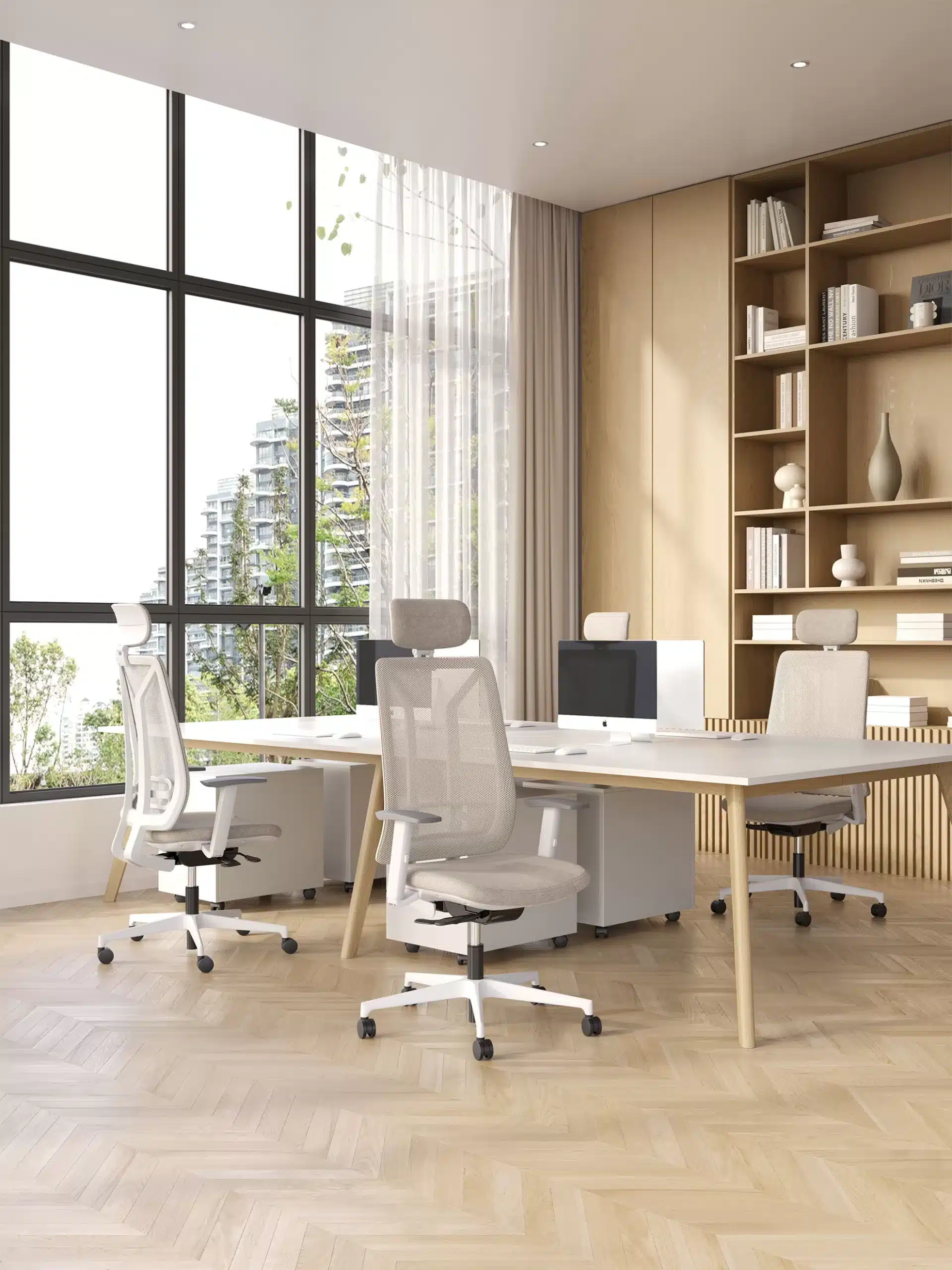On y voit un fauteuil opérateur design