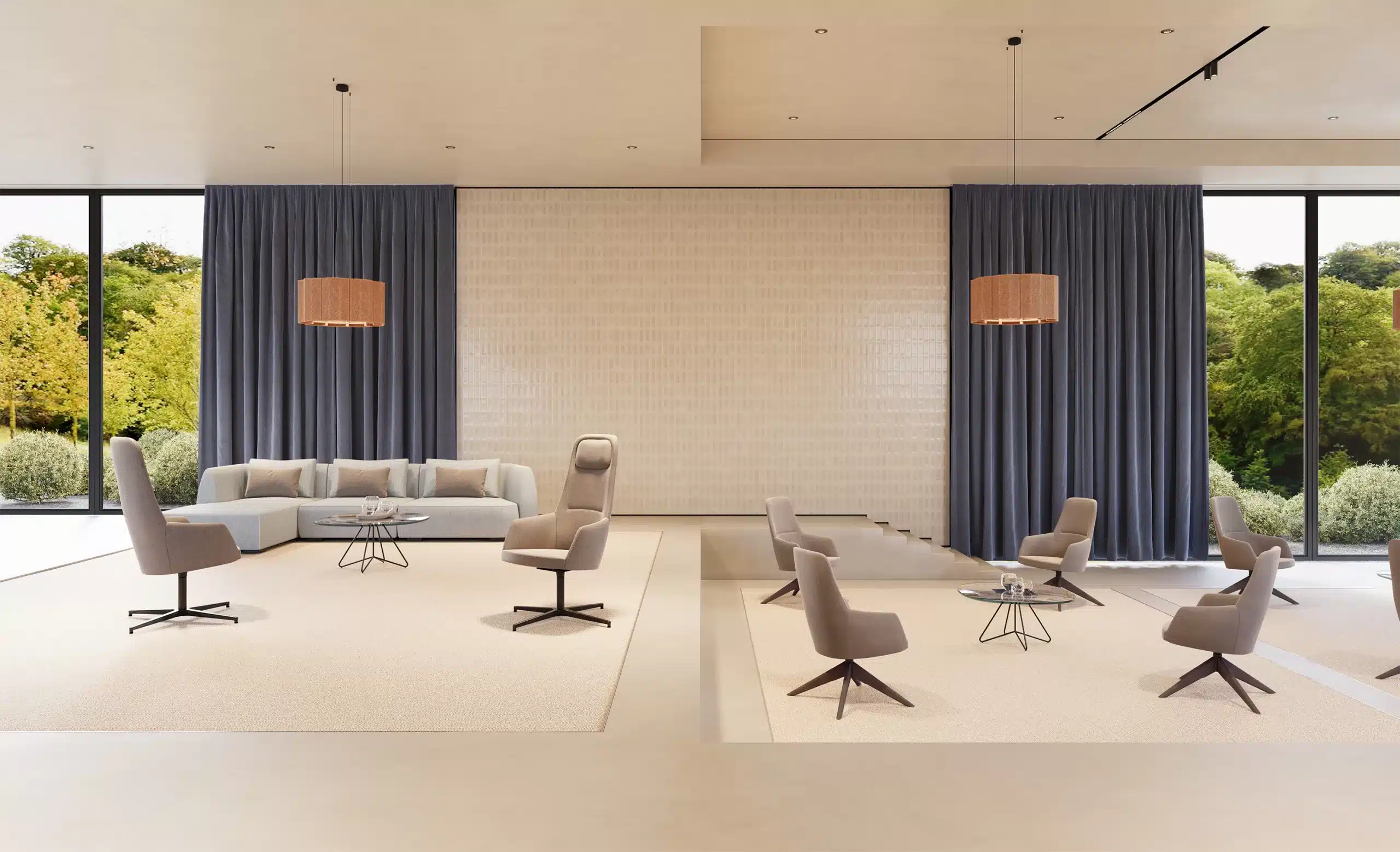 On y voit une chaise de réunion design dans un intérieur professionnel