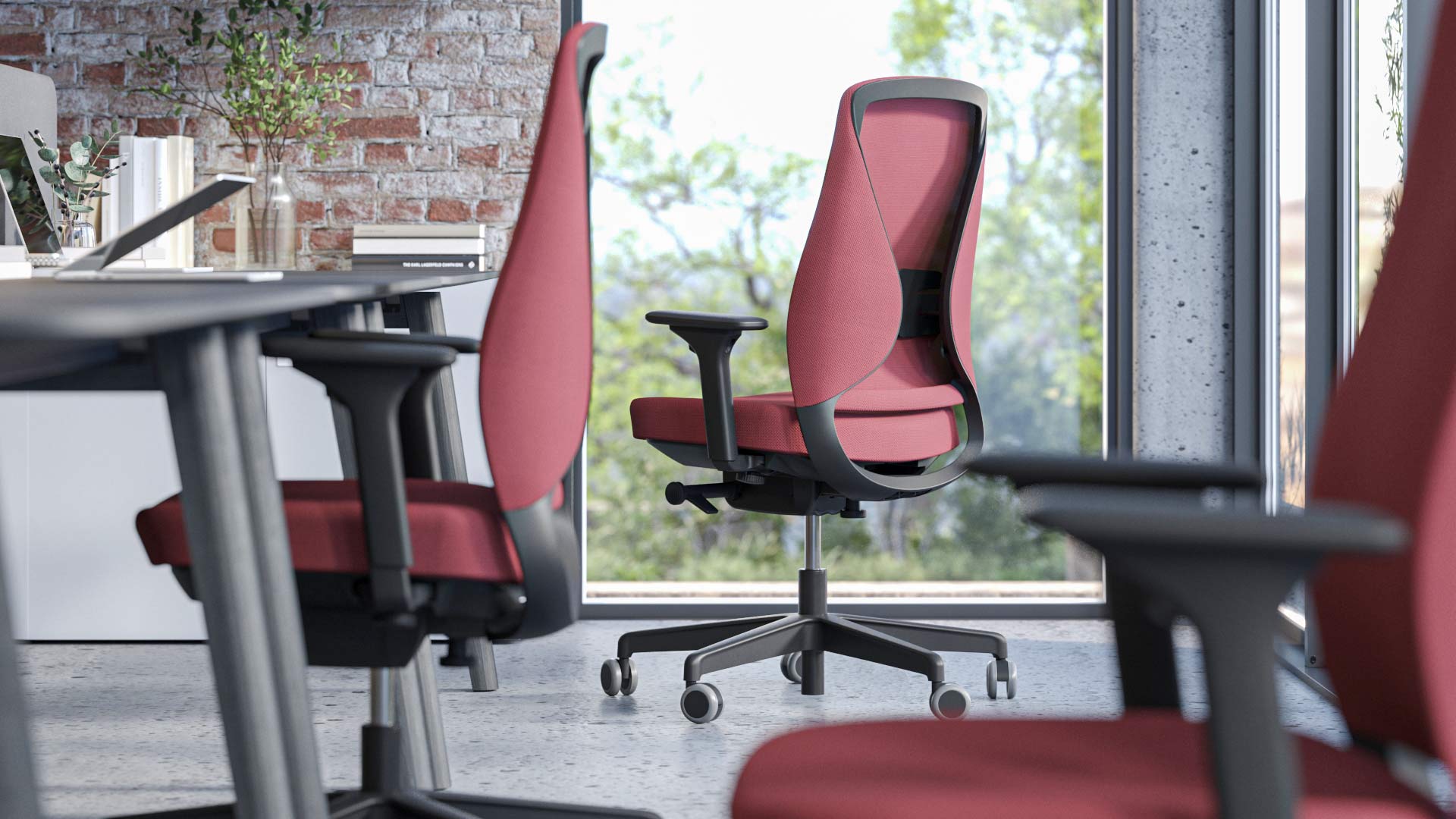 On y voit un fauteuil opérateur design dans un intérieur professionnel