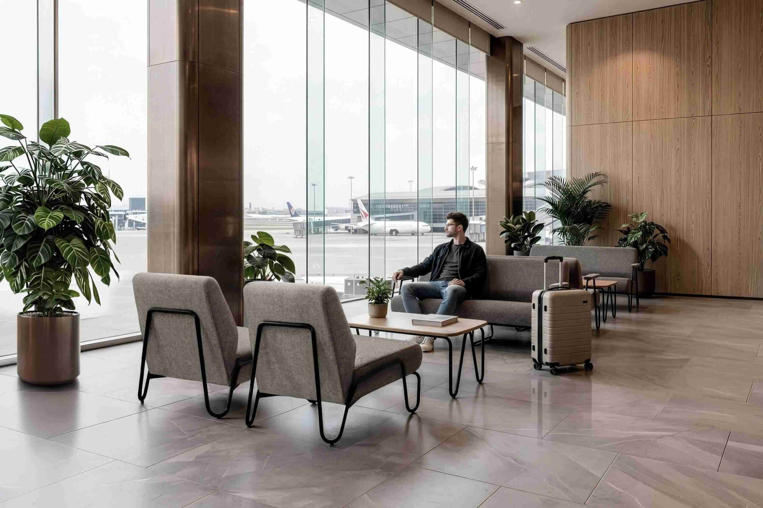 On y voit un fauteuil lounge design dans un intérieur professionnel